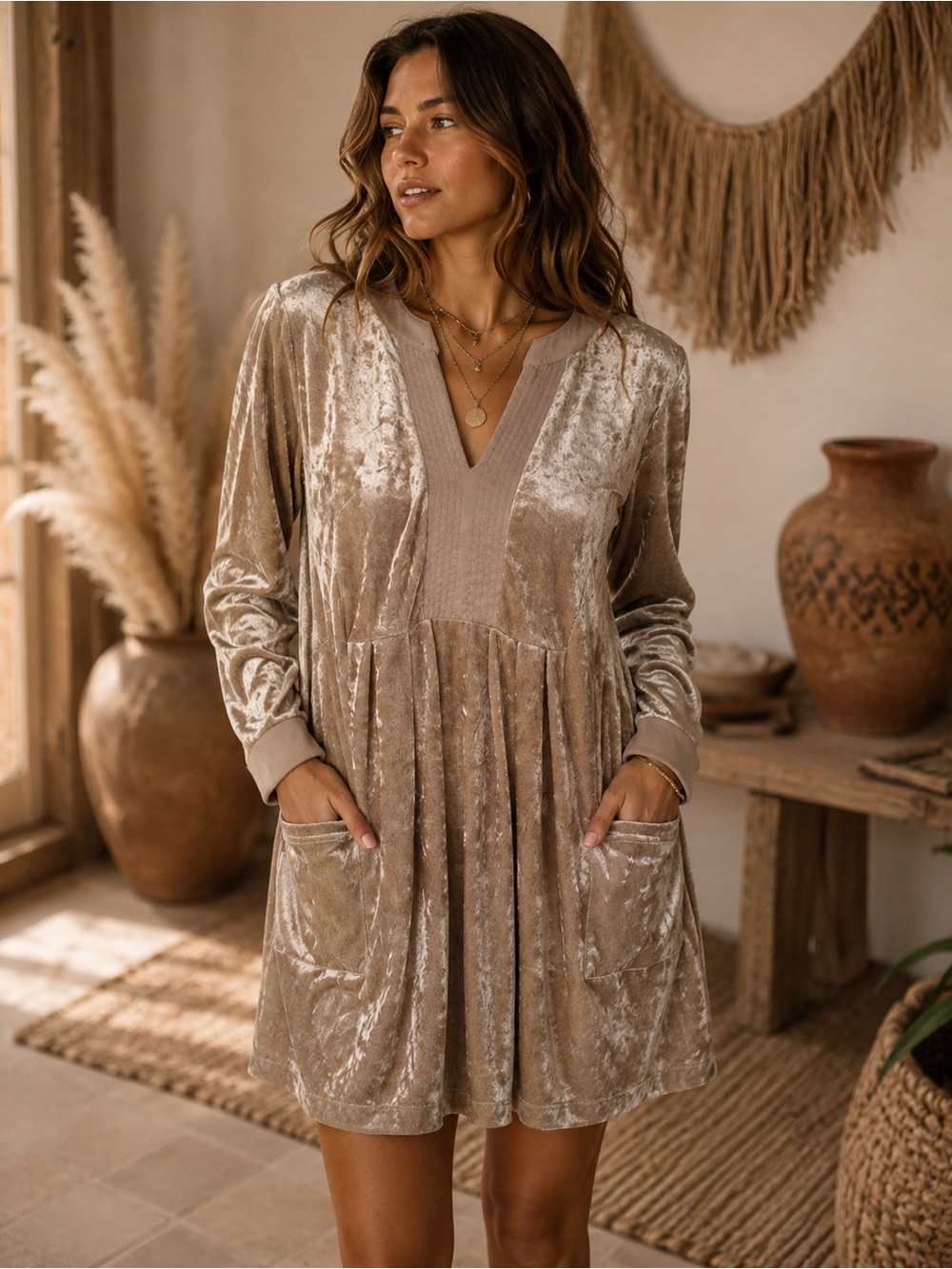 easel Crushed Velvet - Taupe (090787) 🍂 ☀️